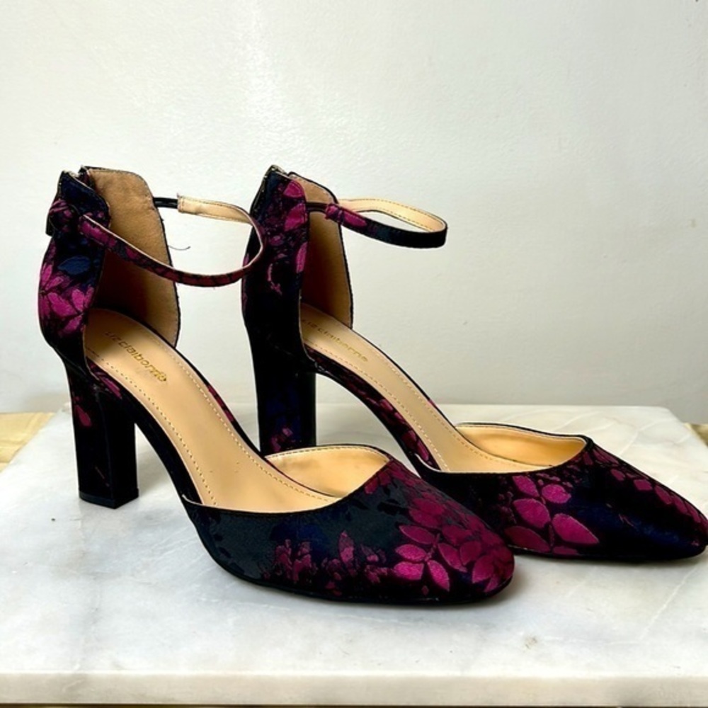 Liz Claiborne NWOT Winnie Floral Brocade Ankle Strap- Size 8M